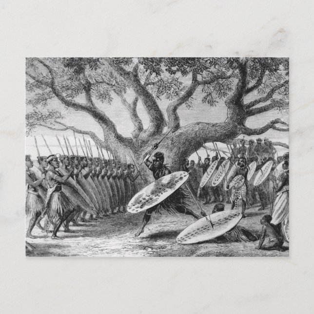 Postal Danza de los Landeens, o zulús (Anverso)