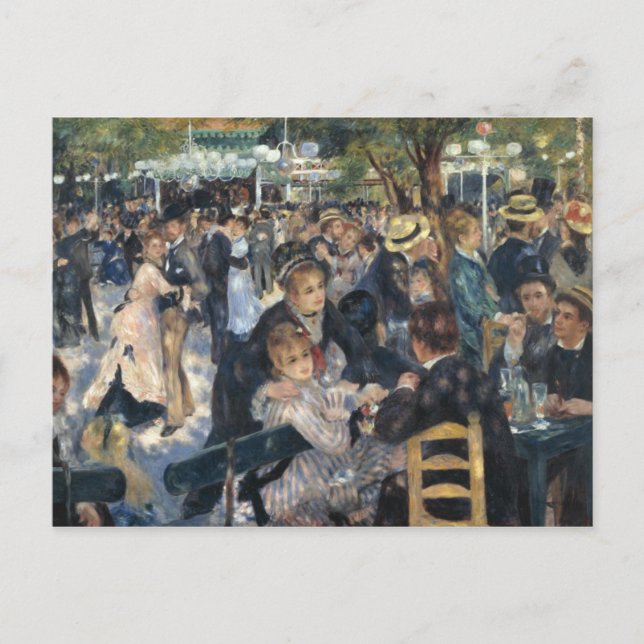 Postal Danza en el Moulin de la Galette por Renoir (Anverso)