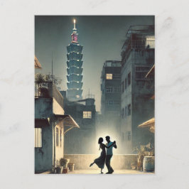 Postal Danza en pareja con Taipei 101 en el fondo