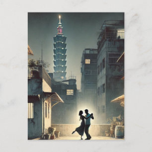 Postal Danza en pareja con Taipei 101 en el fondo