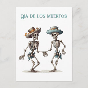 Postal Danza Eterna Dia de los Muertos Calaveras
