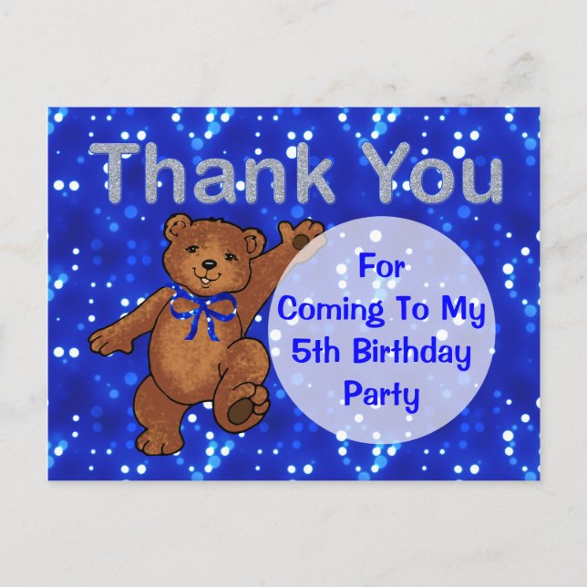 Postal Danzando Teddy Bear 5ª fiesta de cumpleaños gracia (Anverso)
