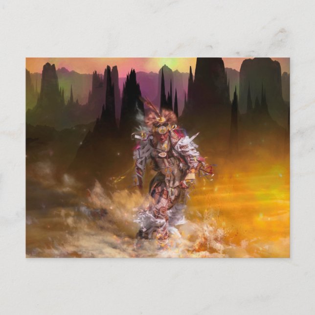 Postal Danzante nativo americano ROLLING THUNDER (Anverso)