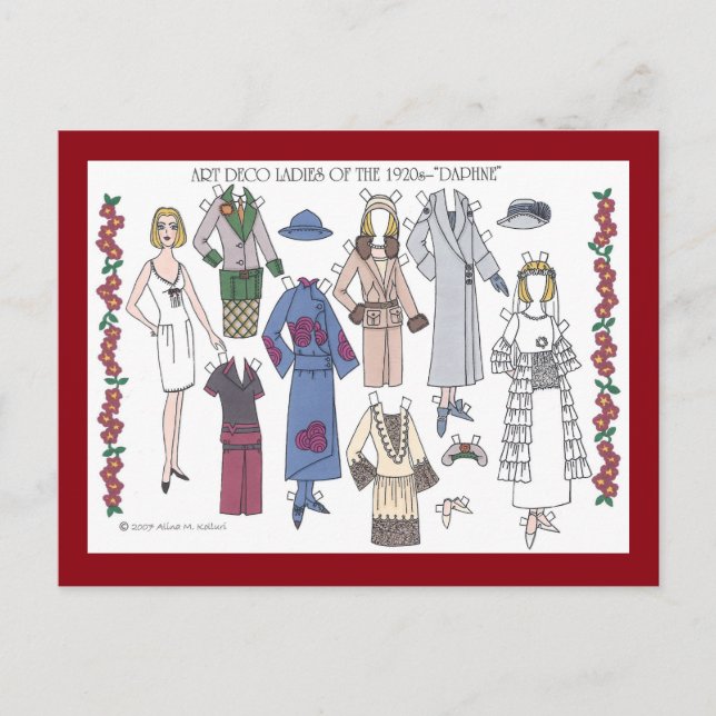 Postal Daphne, señora del art déco de los años 20 (Anverso)