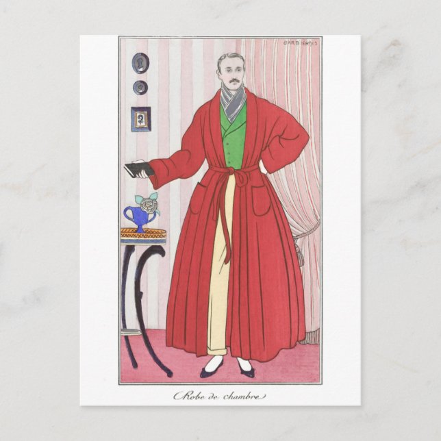 Postal Dapper 1913 Hombre con rotura de Georges Barbier (Anverso)