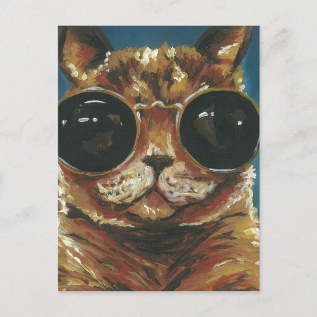 Postal Dapper Animal | Gatito En Gafas De Sol (Anverso)