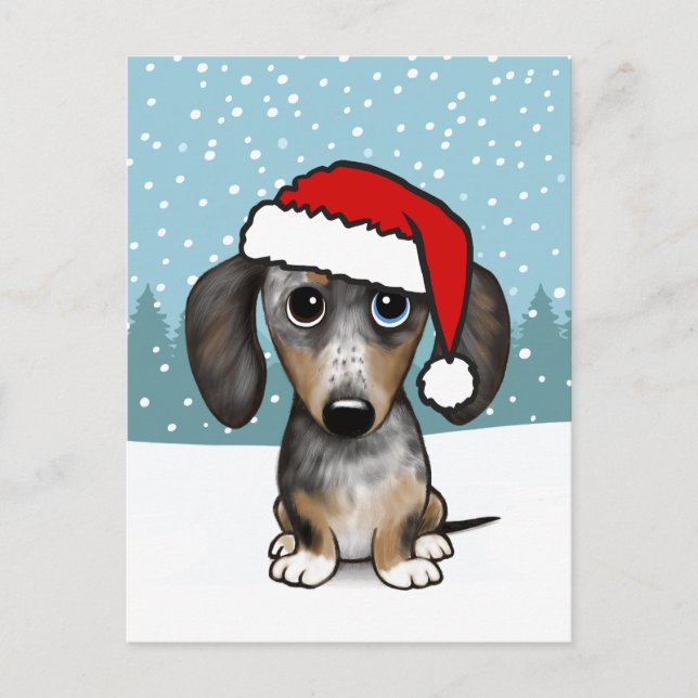 Postal Dapple Dachshund Holiday Mascota Personalizado de  (Anverso)