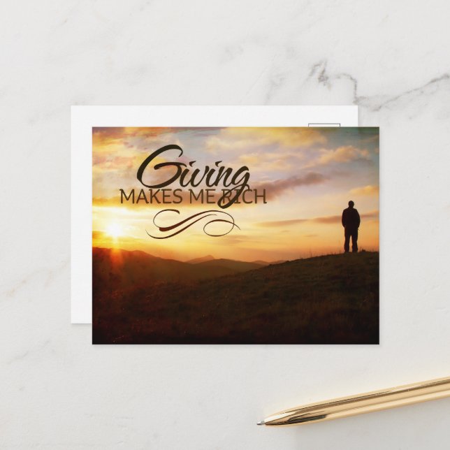 Postal "Dar me hace rico" Motivación Afirmación (Anverso/Reverso In Situ)