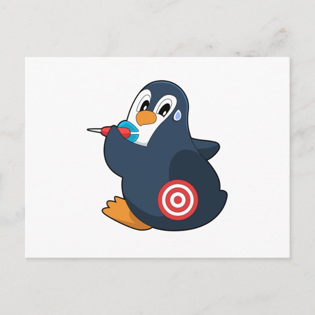 Postal Dardos de Pingüino Dardo Blanco de Dardos (Anverso)
