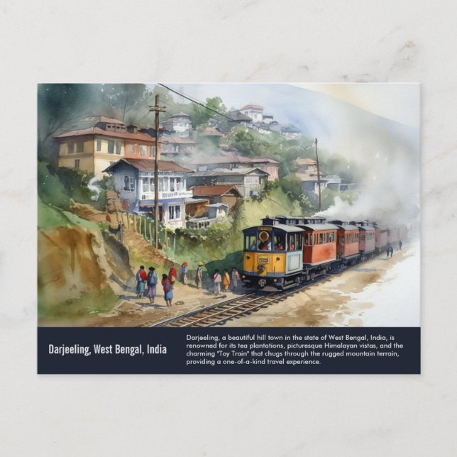 Postal Darjeeling India | Pintura de acuarela de viaje (Anverso)