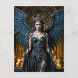 Postal Dark Angel Queen in Candlelit Hall