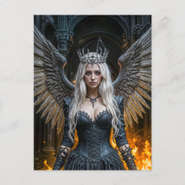 Postal Dark Angel Queen in Candlelit Hall