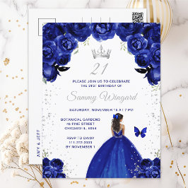 Postal Dark Blue Dark Skin Princess Birthday Party