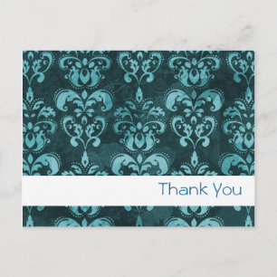 Postal Dark Blue French Damask "Gracias"