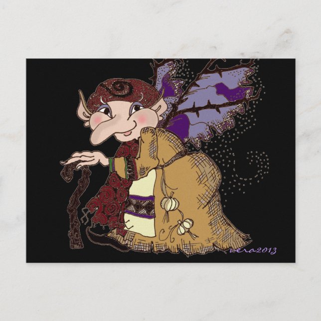 Postal Dark Faerie Baba Arte Popular Ucraniano (Anverso)