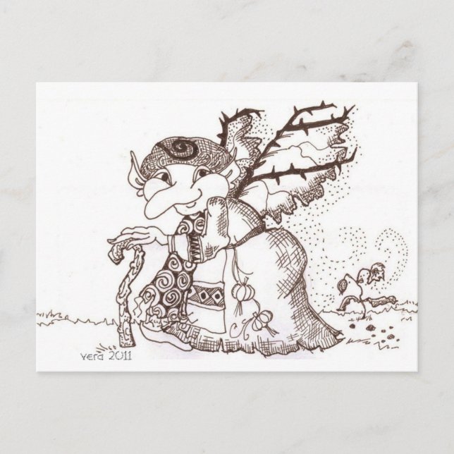 Postal Dark Faerie Baba Arte Popular Ucraniano (Anverso)