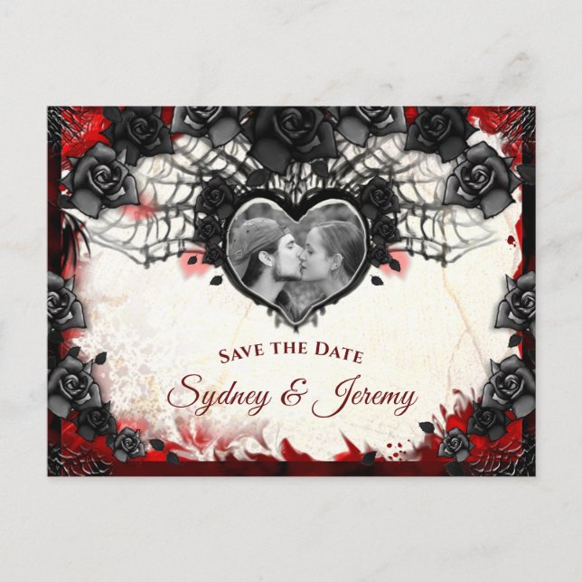 Postal Dark Gothic Halloween FOTO Save the Date PostCard (Anverso)