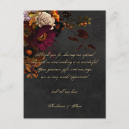 Postal Dark Moody Boda Floral Gracias Cartas Postcard