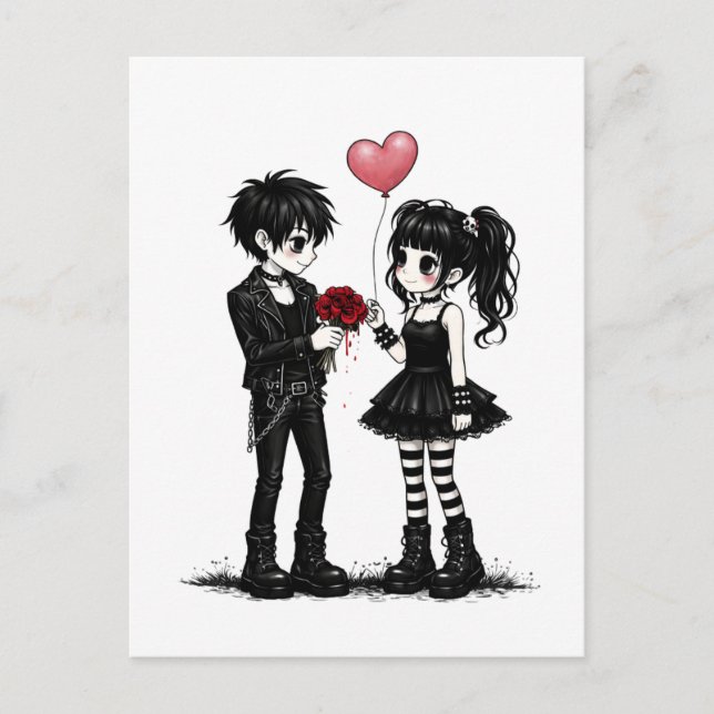 Postal Dark Romance Goth Valentine Postcard (Anverso)