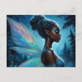 Postal Dark-Skinned Fairy With Pointy Ears At Night