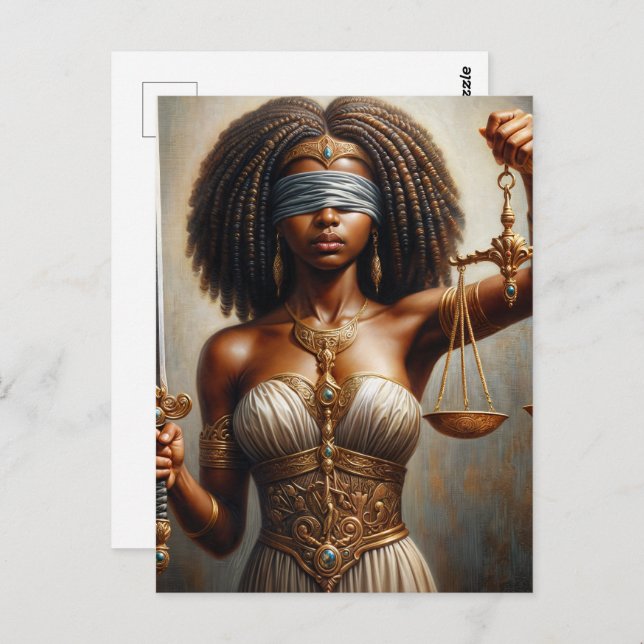 Postal  Dark-Skinned Lady Justice With Scales and Sword (Anverso / Reverso)