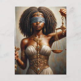 Postal  Dark-Skinned Lady Justice With Scales and Sword