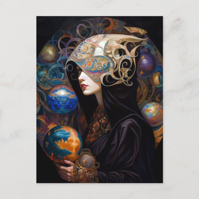 Postal Dark Sorceress Witch Fantasy Art Postcard (Anverso)