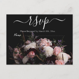 Postal Dark vintage burgundy Floral RSVP