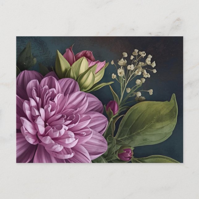 Postal Dark Vintage Flowers (Anverso)