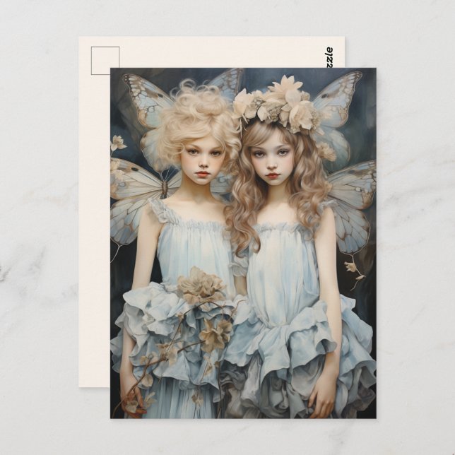 Postal Darling Fairies Blue Satin Vestidos Bonitos (Anverso / Reverso)
