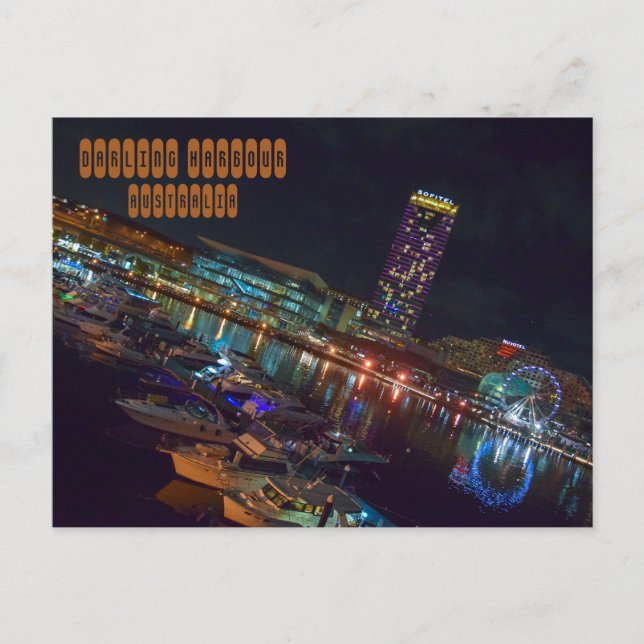 Postal Darling Harbour de Noche (Anverso)