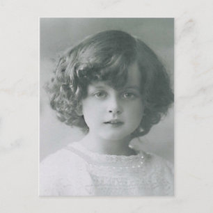 Postal Darling Little Girl Curly Hair Vintage Style PC