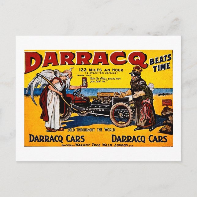 Postal Darracq - Publicidad automática vintage (Anverso)