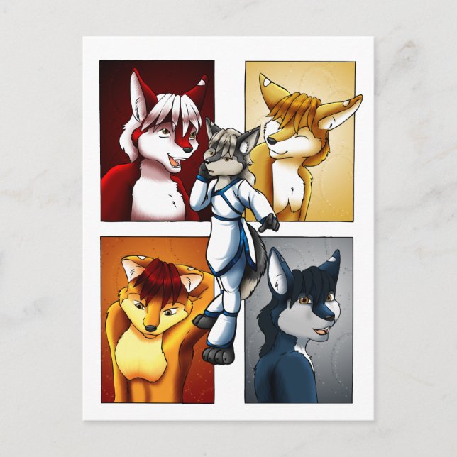 Postal Darrik - Fox de muchos colores (Anverso)
