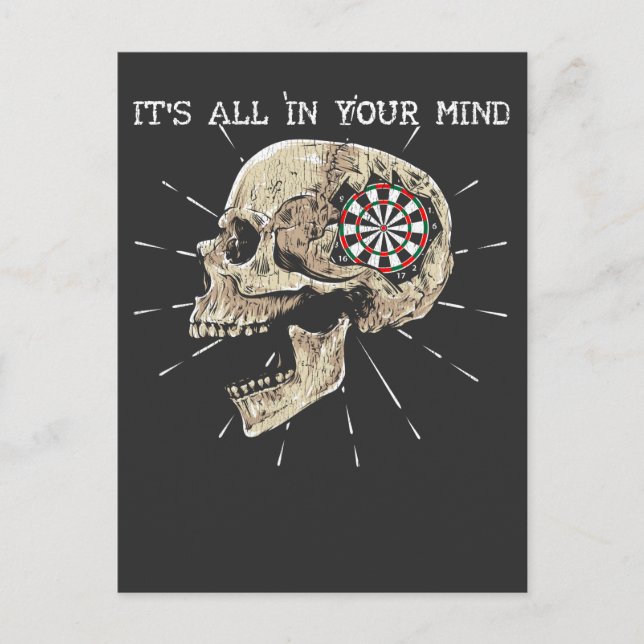 Postal Darts Skeleton Dartboard Skull Ilustracion (Anverso)