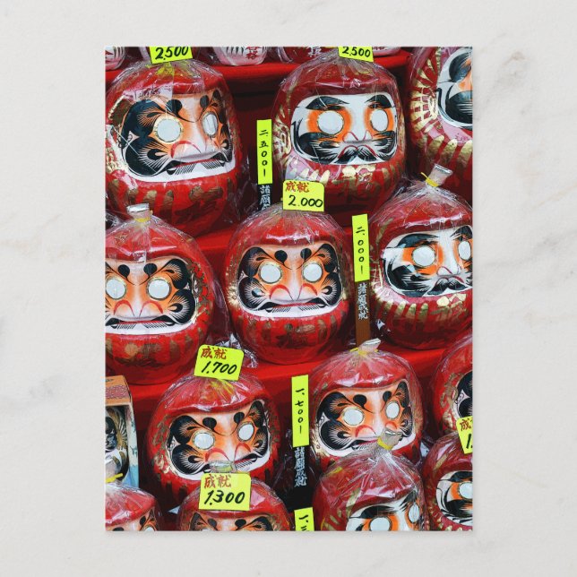 Postal Daruma Buena Suerte Muñecas de Japón (Anverso)