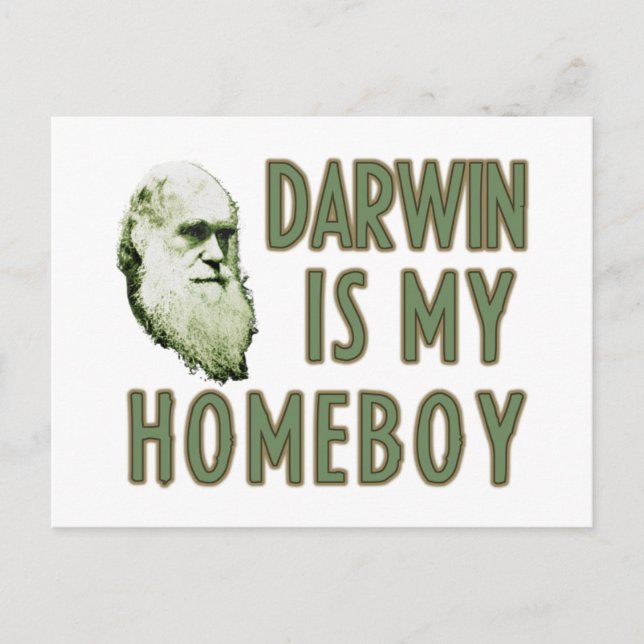 Postal Darwin es mi compañero de casa (Anverso)