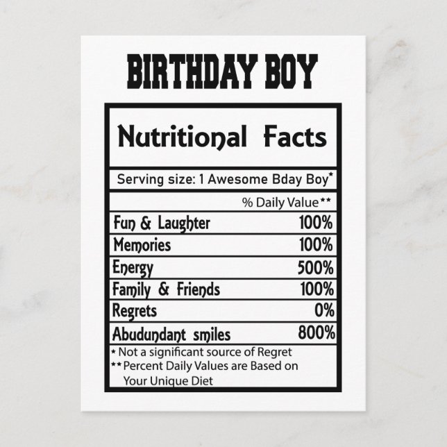 Postal Datos Nutricionales del Niño Cumpleañero (Anverso)