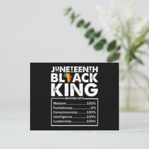 Postal Datos nutricionales del rey negro de Juneteenth Me