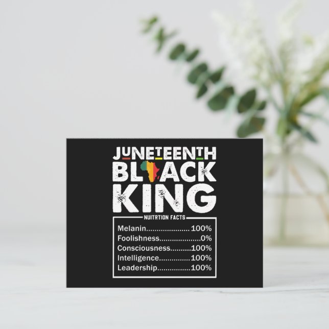 Postal Datos nutricionales del rey negro de Juneteenth Me (Anverso de pie)