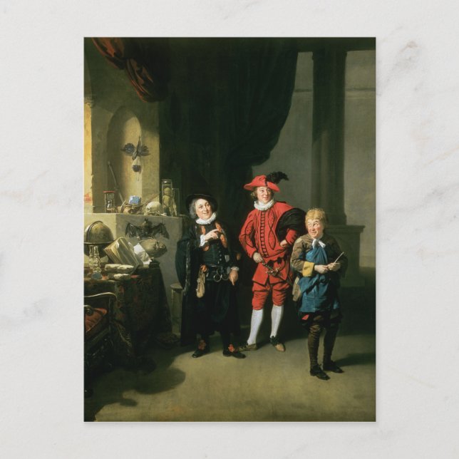 Postal David Garrick con William Burton y John (Anverso)