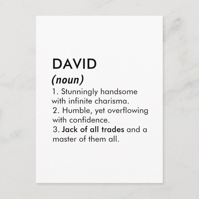 Postal David name, Editable name, Custom name (Anverso)
