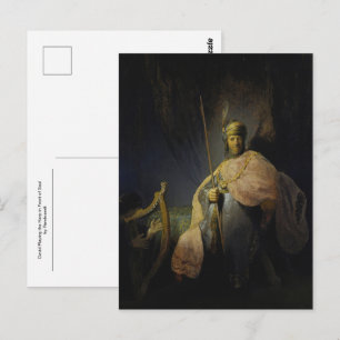Postal David tocando el arpa delante de Saúl, Rembrandt