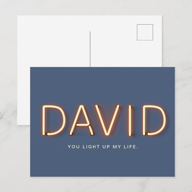 Postal David You Light My Life Neon Lights (Anverso / Reverso)