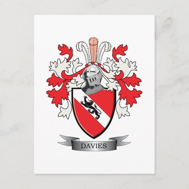 Postal Davies Family Crest Coat of Arms (Anverso)