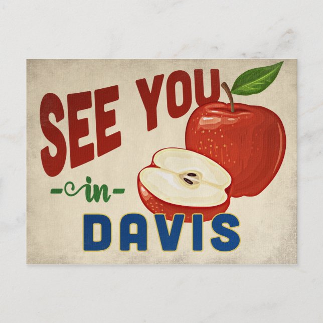 Postal Davis California Apple - Viajes de época (Anverso)