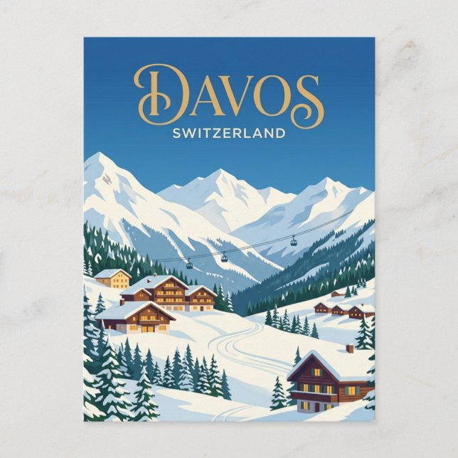 Postal Davos, Suiza (Anverso)