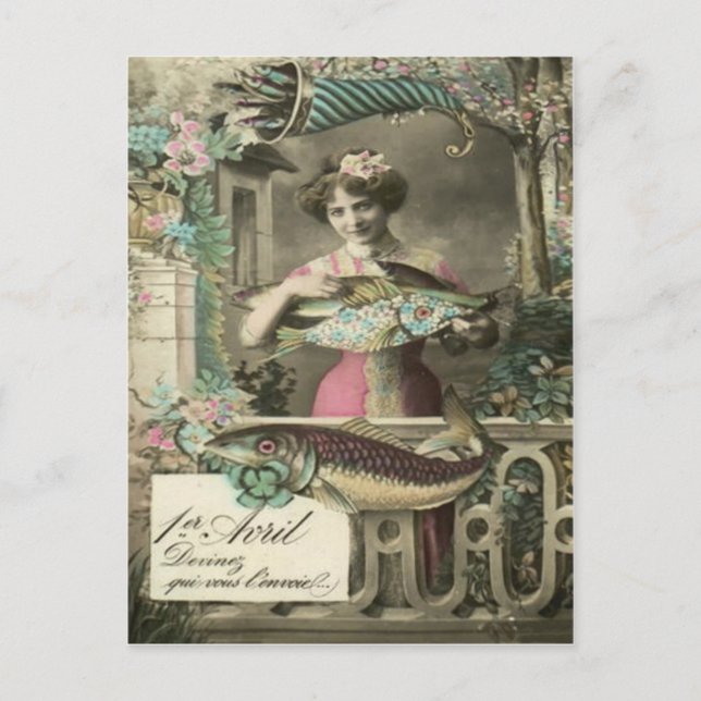 Postal D'avril de Poisson de la cornucopia de los (Anverso)