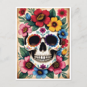 Postal Day of the Dead Floral Skull