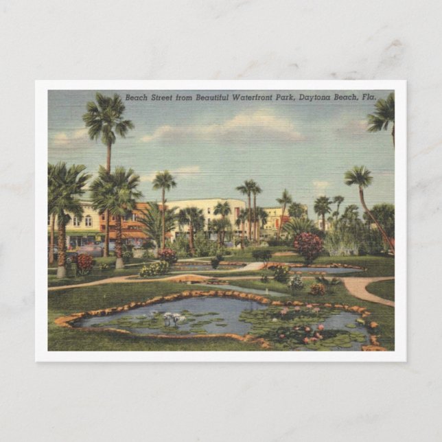 Postal Daytona Beach FL, Beach Street View, 1950 Inspirac (Anverso)